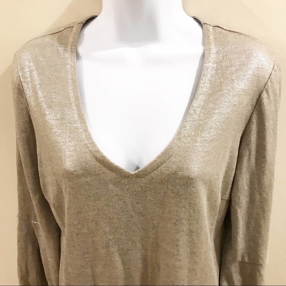 DREW Shay Linen Top in Metallic Gold Small - Picture 5 of 12